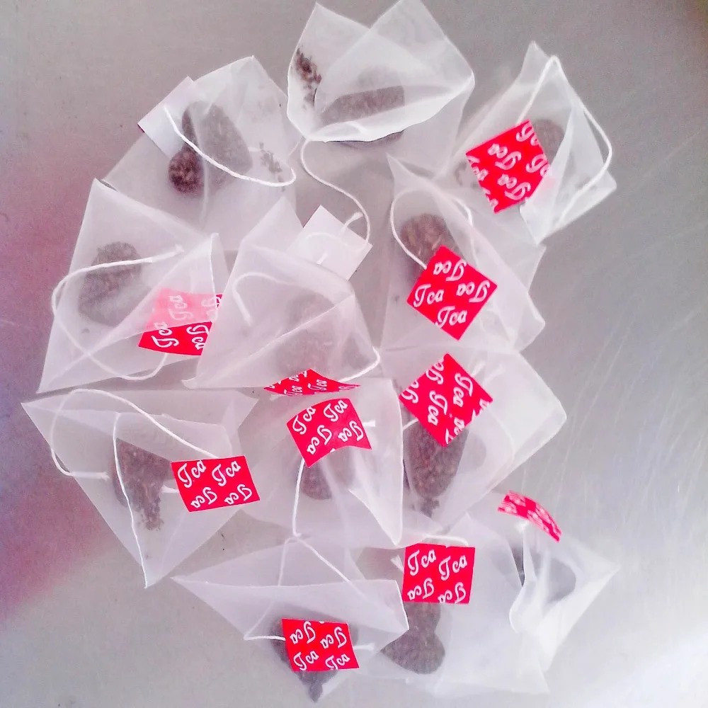 Customized biodegradable nylon mesh drawstring empty tea bags for loose tea