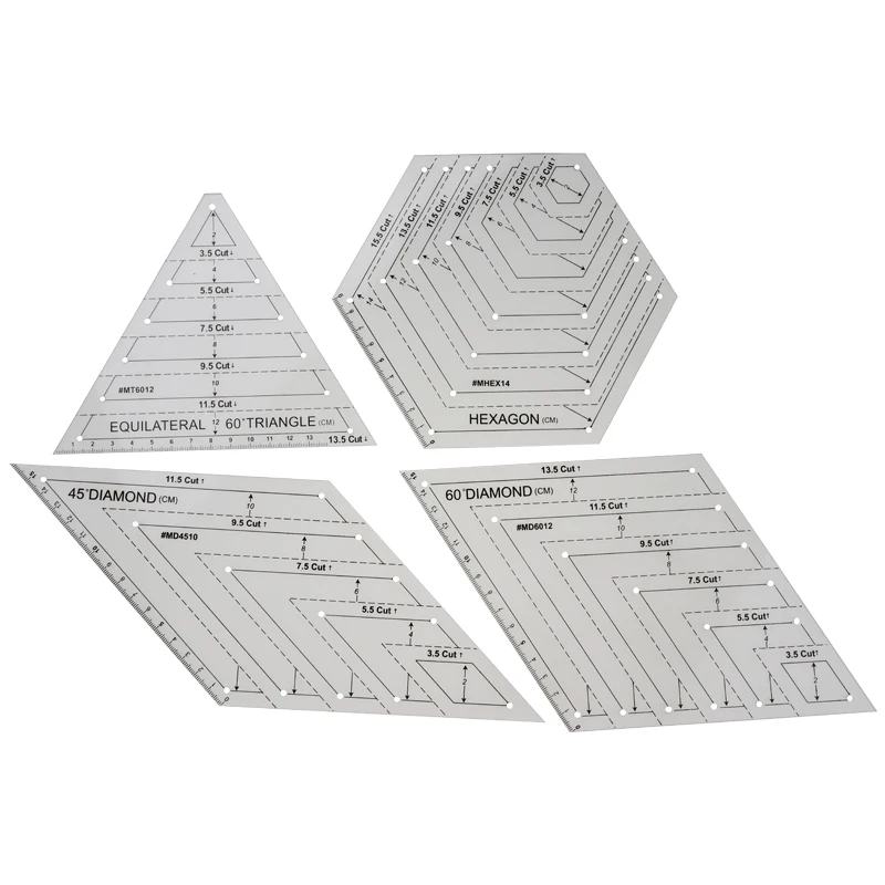 Transparent Quilting Sewing Patchwork Craft Scale Ruler Hexagon Diamond Ruler DIY Handmade Tailor Home Sewing Tools