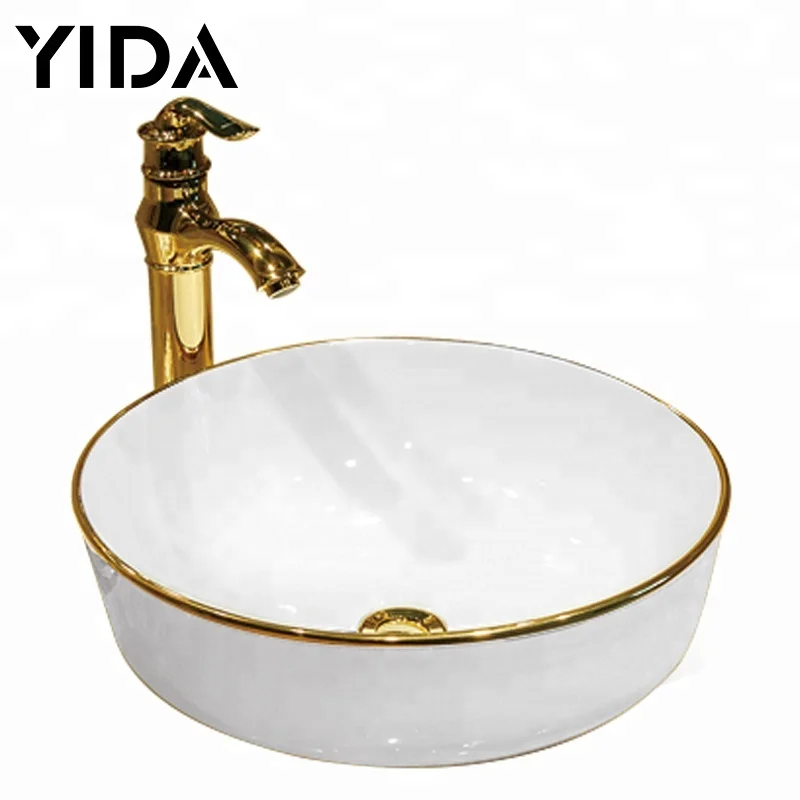 Golden color countertop wash basin brand high country ranch fountain sink for bathroom