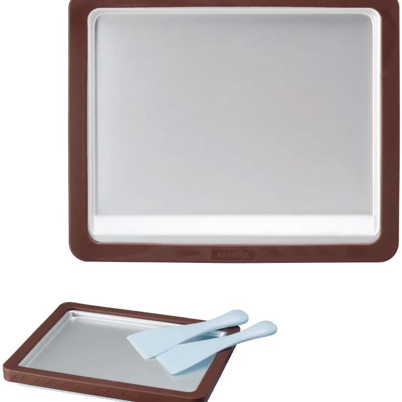 Ice Cream Roller Plate Pan with 2 Spatulas for Easy Homemade Rolled Ice Cream Gelato Sorbet-ice tray