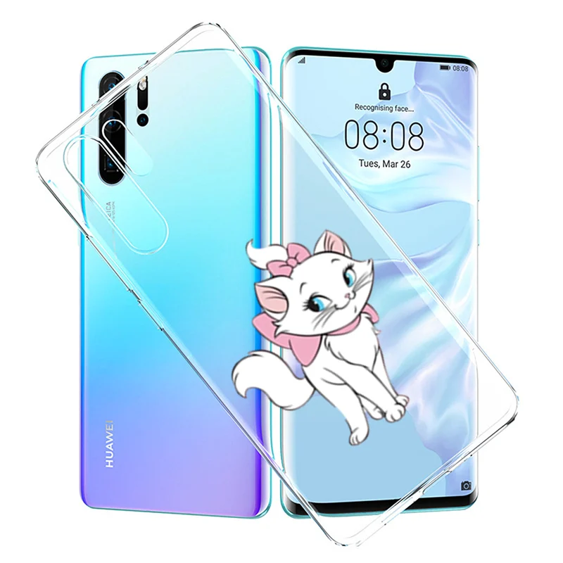 Мягкий прозрачный чехол из ТПУ для мобильного телефона HUAWEI P30 pro с изображением мультяшного привлекательного кота пришельцев