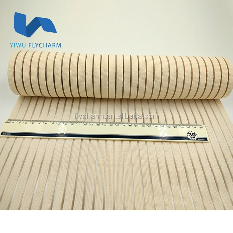 Beige/black/white all widths monofilament elastic band for waist belt