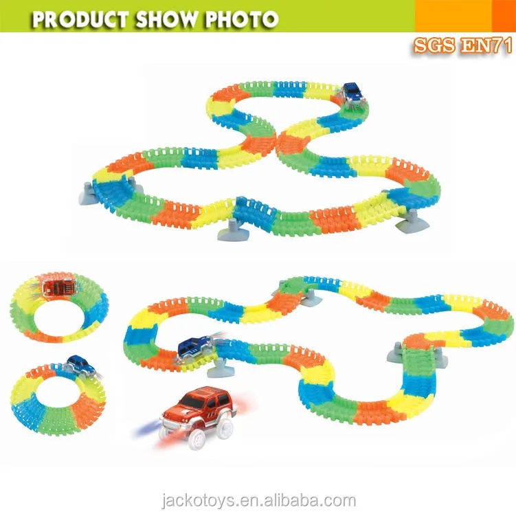 Magical glowing track car slot toy racing car with one car