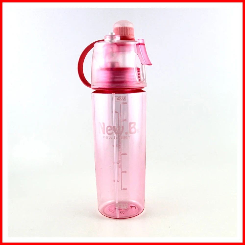 Plastic BPA Free Mist Spray Mutil-Color Drinking Sports Water Bottle With Straw