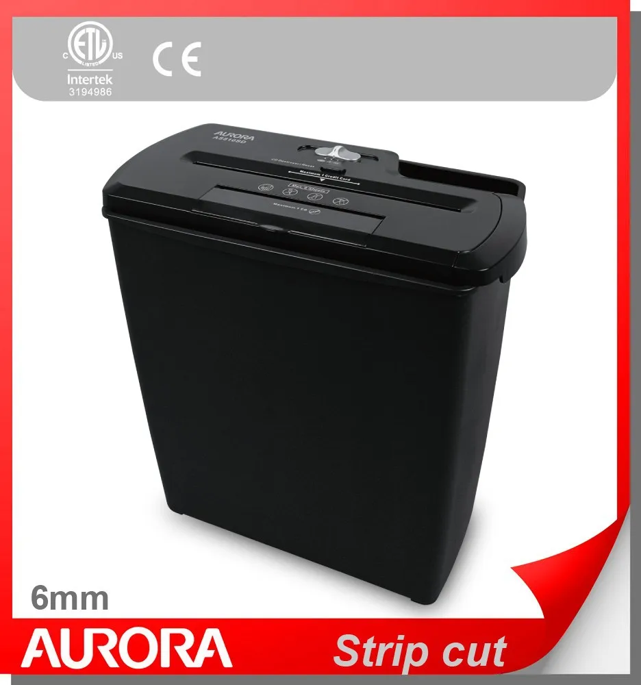 Aurora AS810SD Plastic Paper Shredder, 8 sheet (A4) strip cut 6 mm, Light Duty Shreding Office equipment for Home & Office
