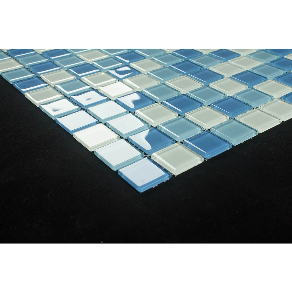 Foshan GUCI mix blue and green crystal mosaic tiles TV background wall decorative glass mosaic