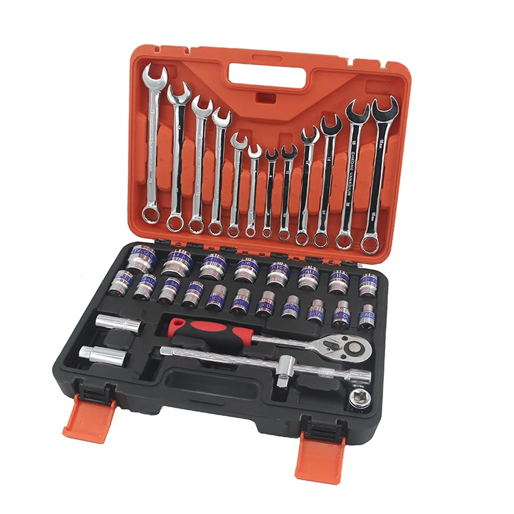 37 PCS Car Cr-V Mechanics Tool Set Complet Plastic Toolbox for Car Motor Bike Repair