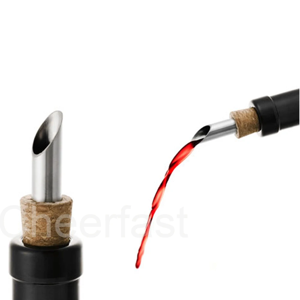 Great Wine Liquor Bottle Cork Stopper Oil Spout Liquor Pourers Stainless Steel Red Winr Bottle Cork Wine Pourer And Stopper