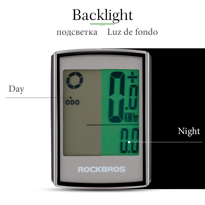 ROCKBROS 18f Waterproof Bicycle Computer Speedometer LCD Backlight Stopwatch Wireless MTB Road Bike Cycling Speedometer Odometer