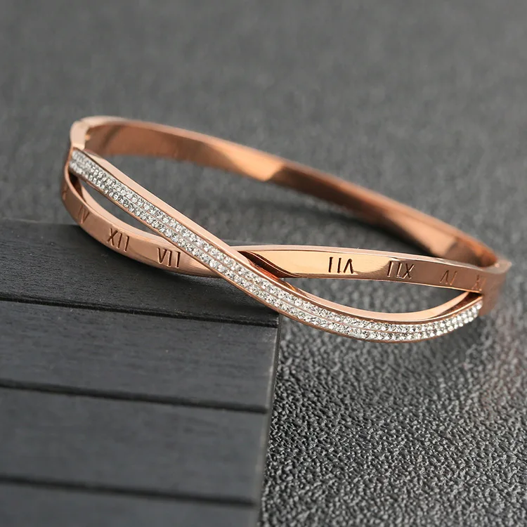 2020 High Quality stainless steel Jewelry Hot Products Simple Tennis Diamond Campaign Charm Bracelet  Accessories Women