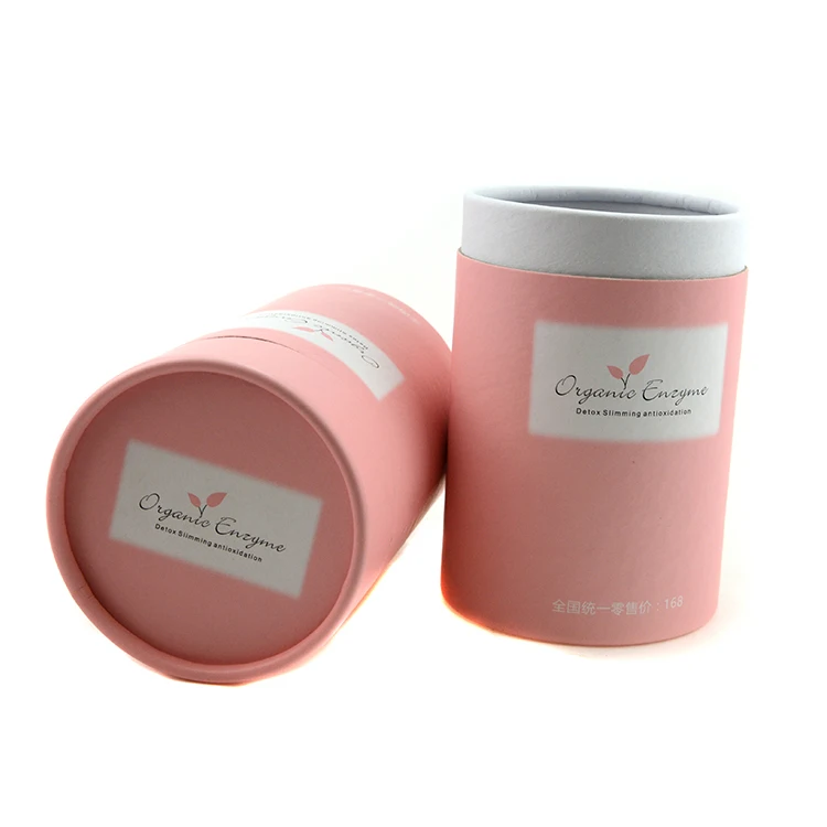 Round pink cardboard box decorated cylinder cardboard boxes