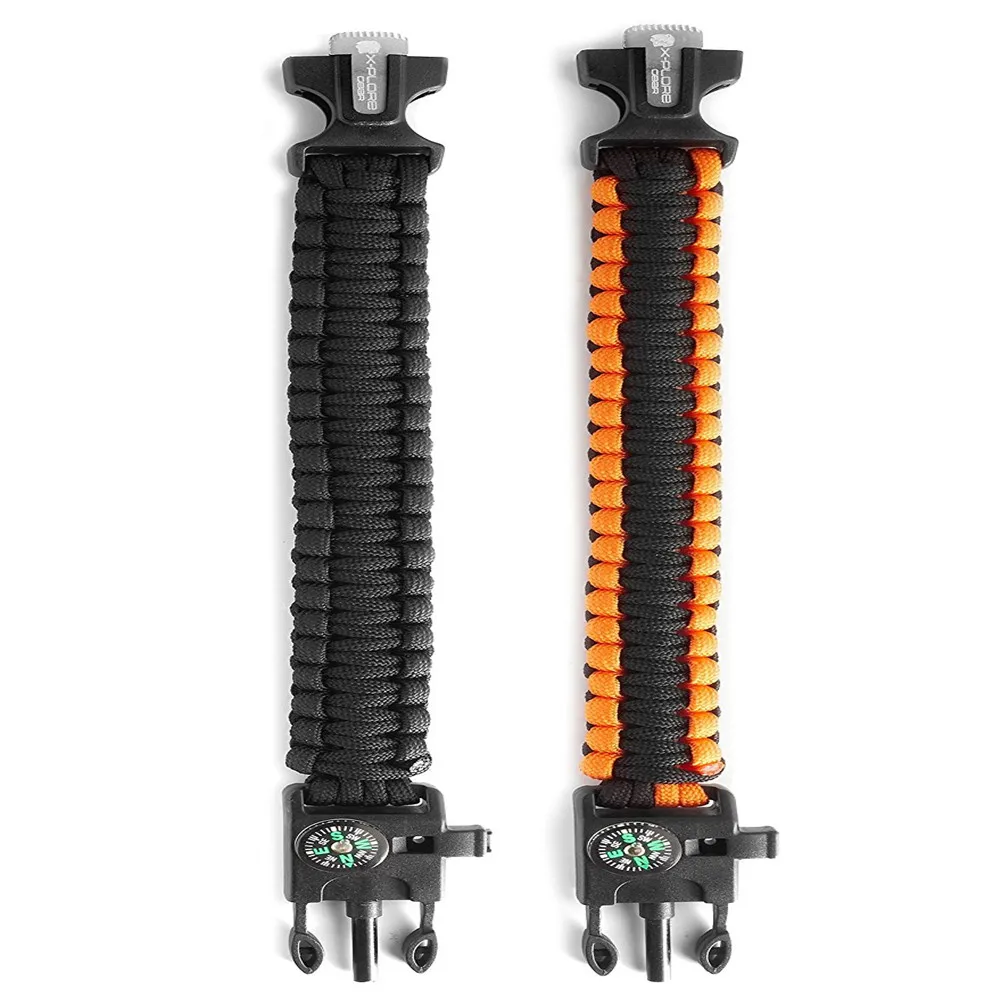 High Quality Multi Survival Gear Escape Paracord Bracelet With Flint / Whistle / Compass / Scraper For Outdoor Sports