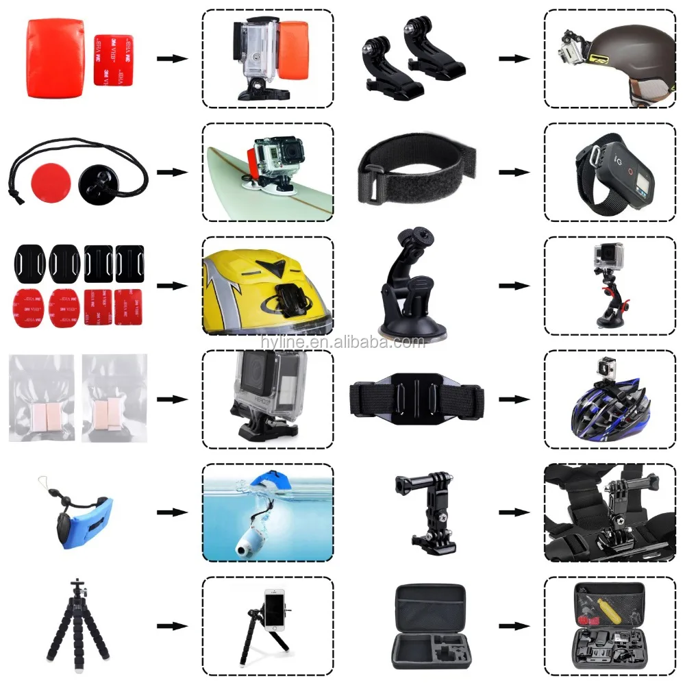 Wholesale Go pro Accessories Set Combo Kit for Gopros 7 6 5 4 3+ 3