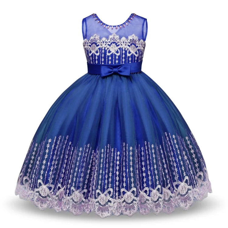hot sale 2019 new style Wedding Party Evening Princess kids flower baby girl dress for girl 2-10 year