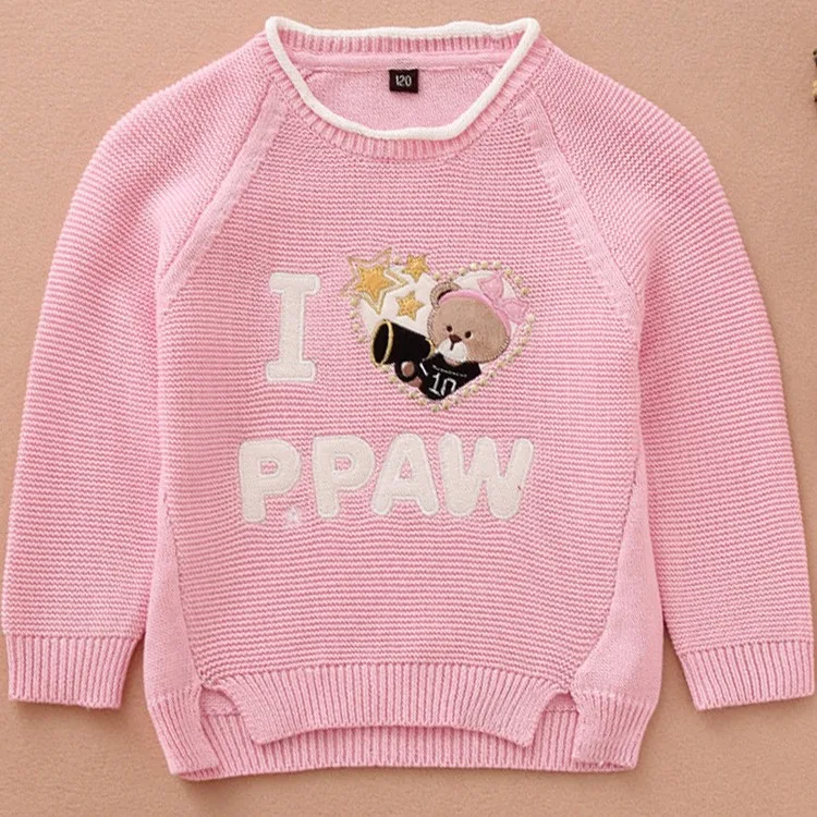 
OEM ODM Factory lovely pingk girls sweater knitted pattern cardigan sweater knitwear 