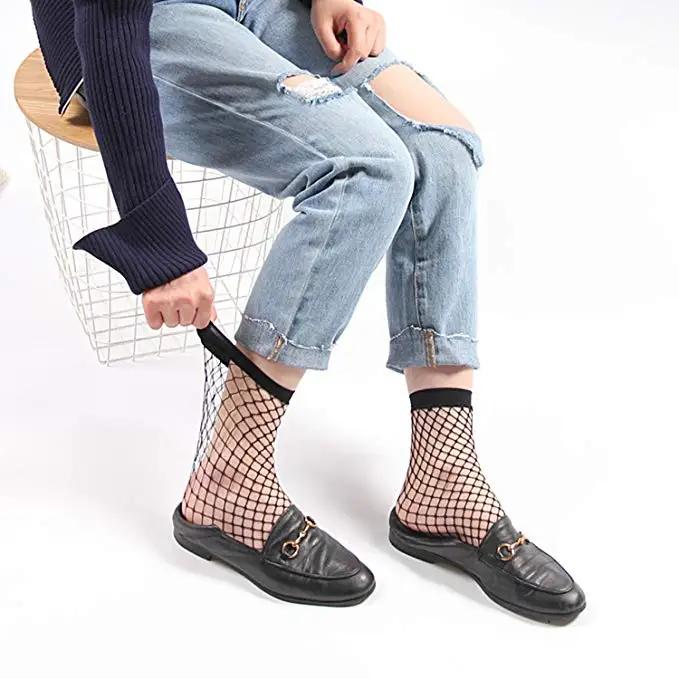 Женские кружевные сетчатые прозрачные носки до щиколотки