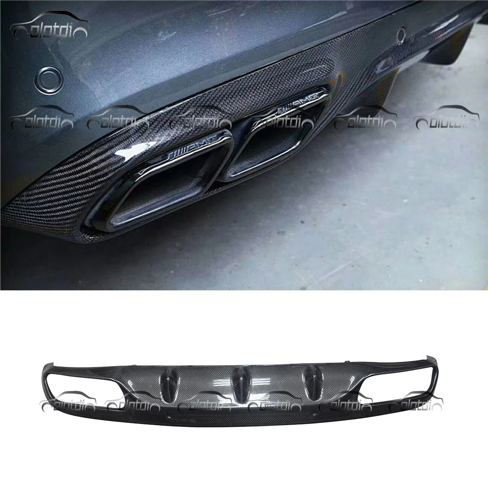 A Style Carbon Fins Spoiler Winglet Splitter Rear Bumper Lip Diffuser for Mercedes Benz W205 C205 C43 C63
