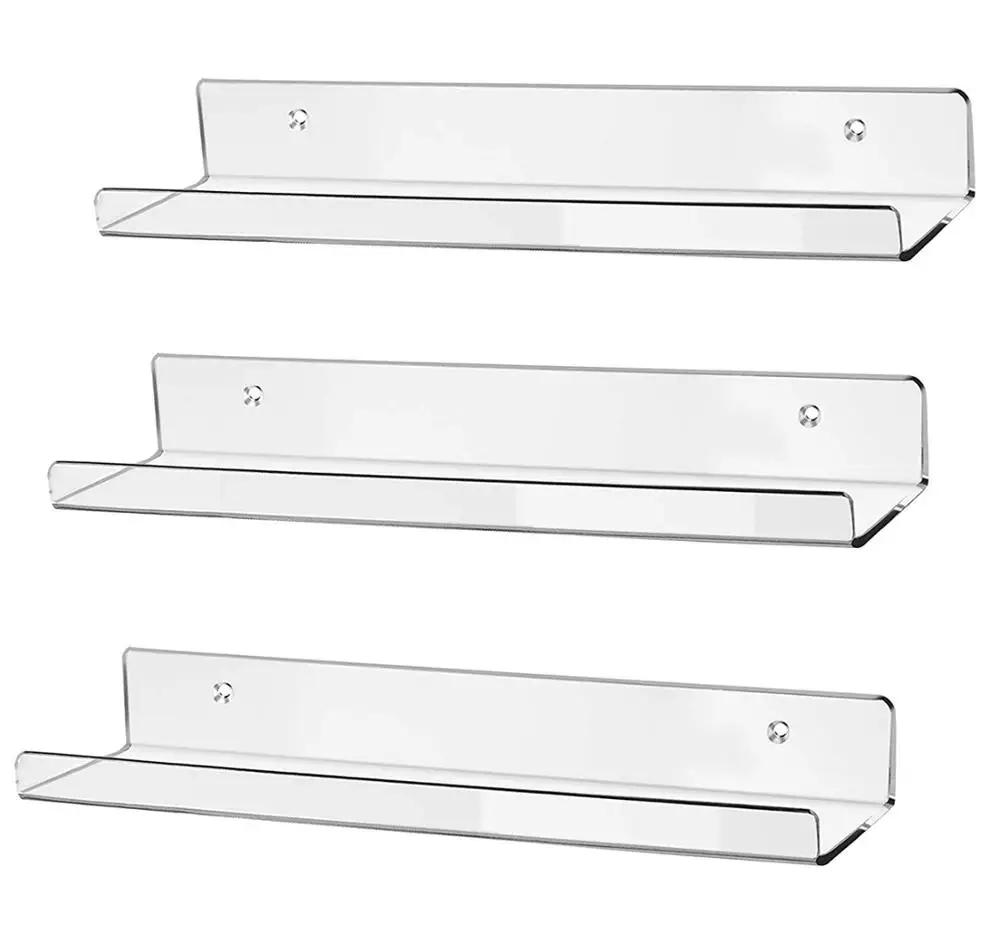 3 шт. прозрачные сверхпрочные плавающие полки (3 упаковки) 15 дюймов акриловые полки для ванной, прикроватная полка, органайзер для косметики