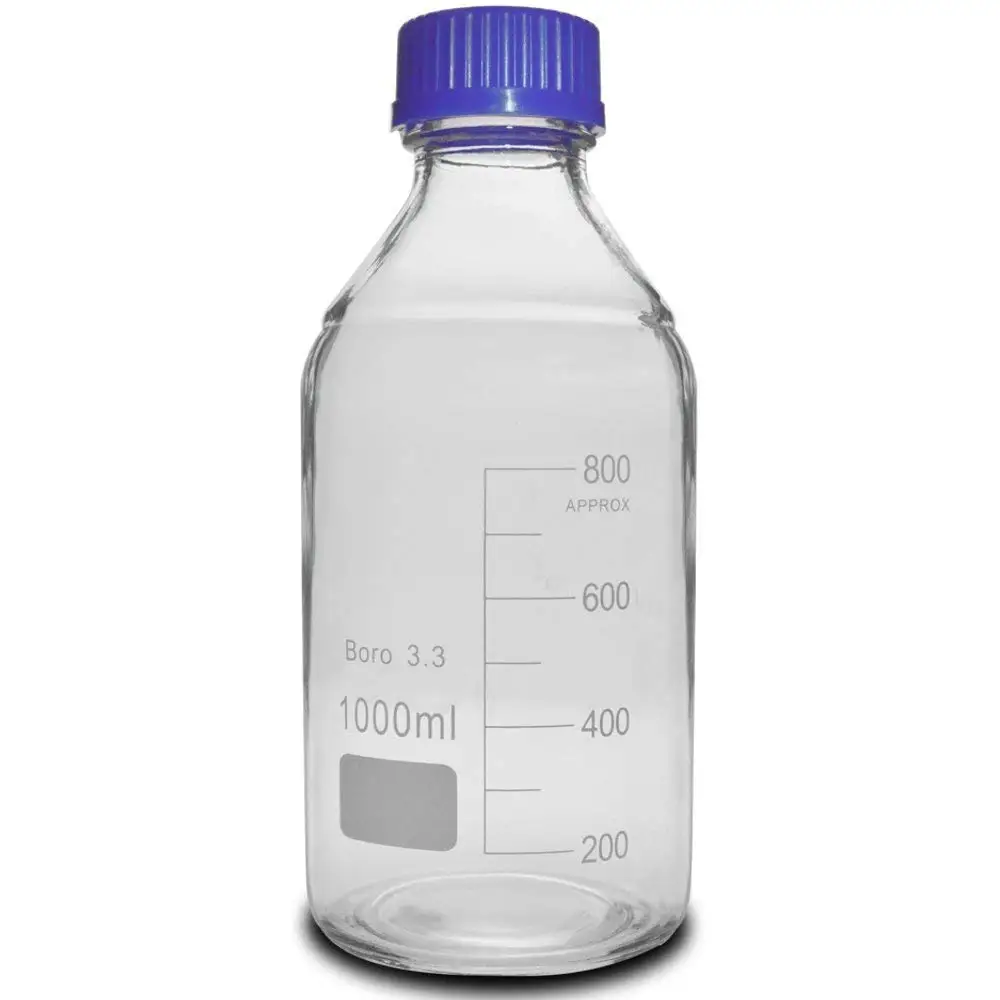 
uses label wide narrow mouth laboratory chemical 100ml 250ml 500ml 1000ml brown screw hat water plastic glass reagent bottle 