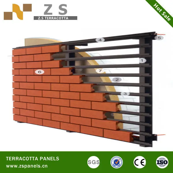 
Wall cladding klinker brick for facade system, ventilated terracotta panel facade floor ceram tile 
