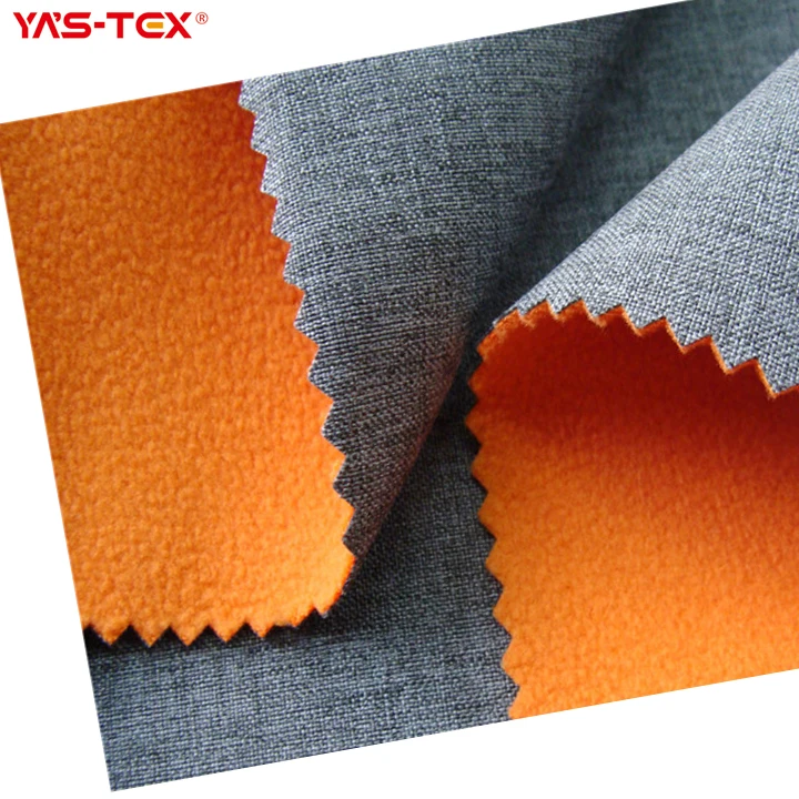 100% polyester Melange style bonded with Tpu film and polar fleece fabric for jacket fabric