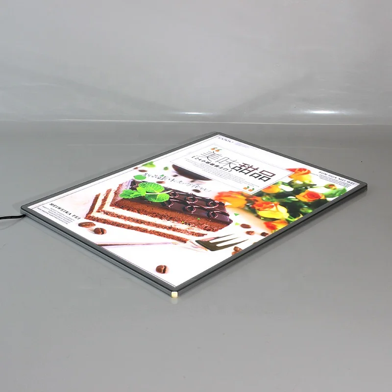 Super High Brightness 7000LUX Slim Aluminum Frame Advertising  LED Light Box With Anti Scratching Glass Panel A3 size