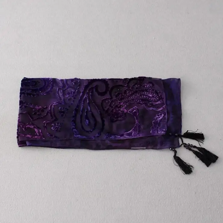 hot sale fashion silk velvet scarf with beads long 42% Viscose 58% Nylon burn-out velvet shawl