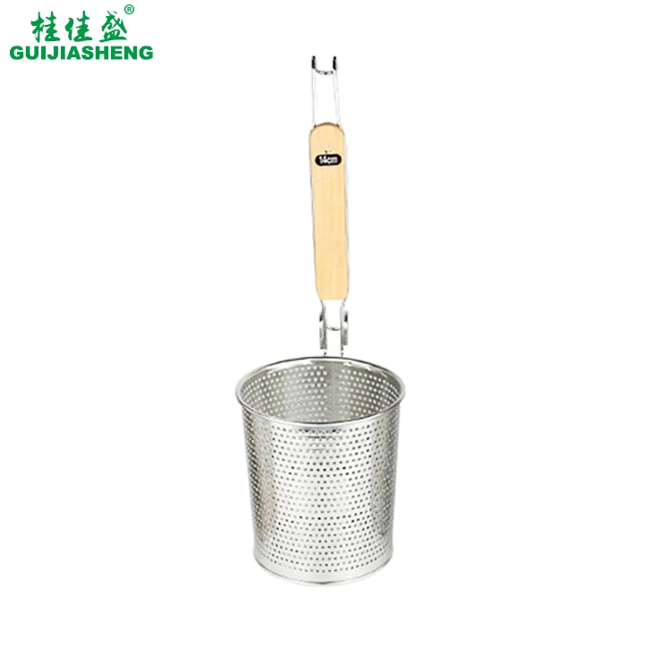 
Round Shaped Stainless Steel Wire Frying Mesh Colander, Noodle Strainer with Handle 