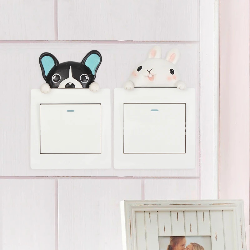 ROOGO Kwaii Resin 3D Animal Light Switch Sticker Nursery Bedroom Dorm Wall Decor Giift Item