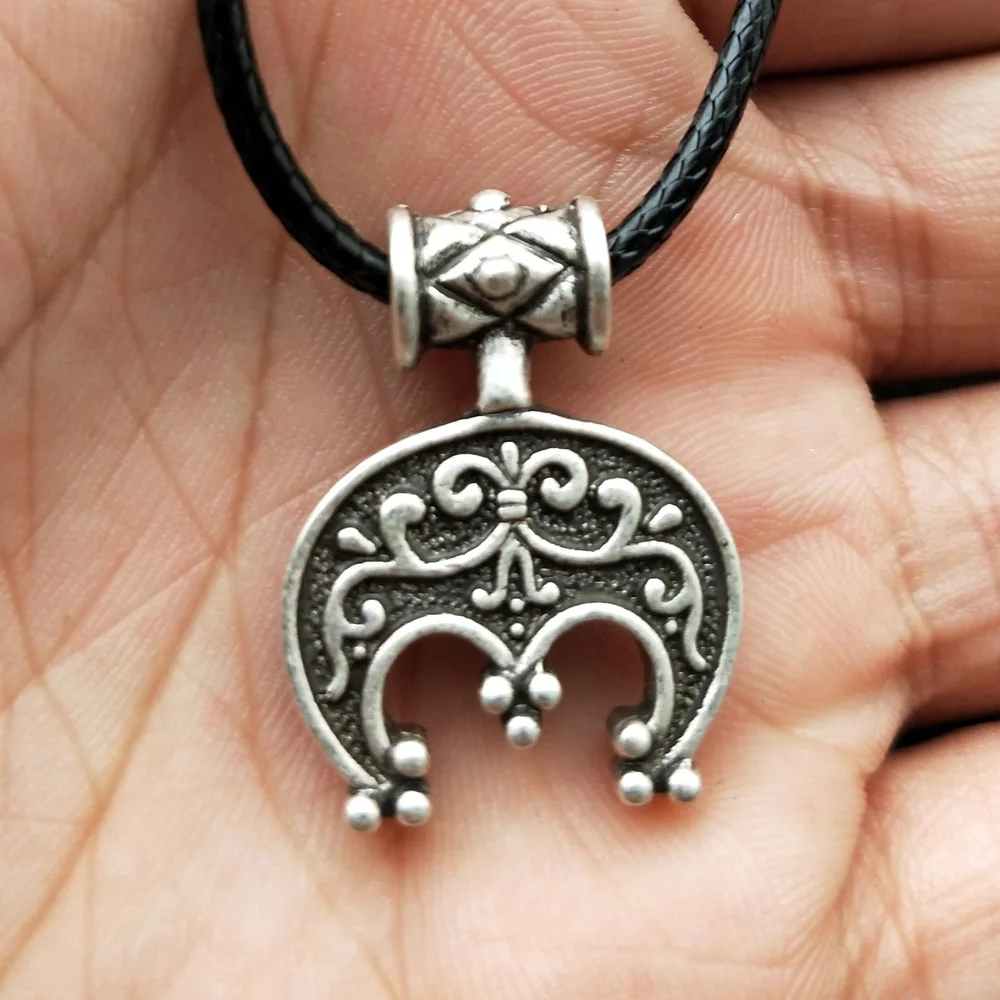 Men Viking Rune Hammer Amulet Scandinavian Odin Symbol Knot Necklace Metal Chain Necklace Double Side