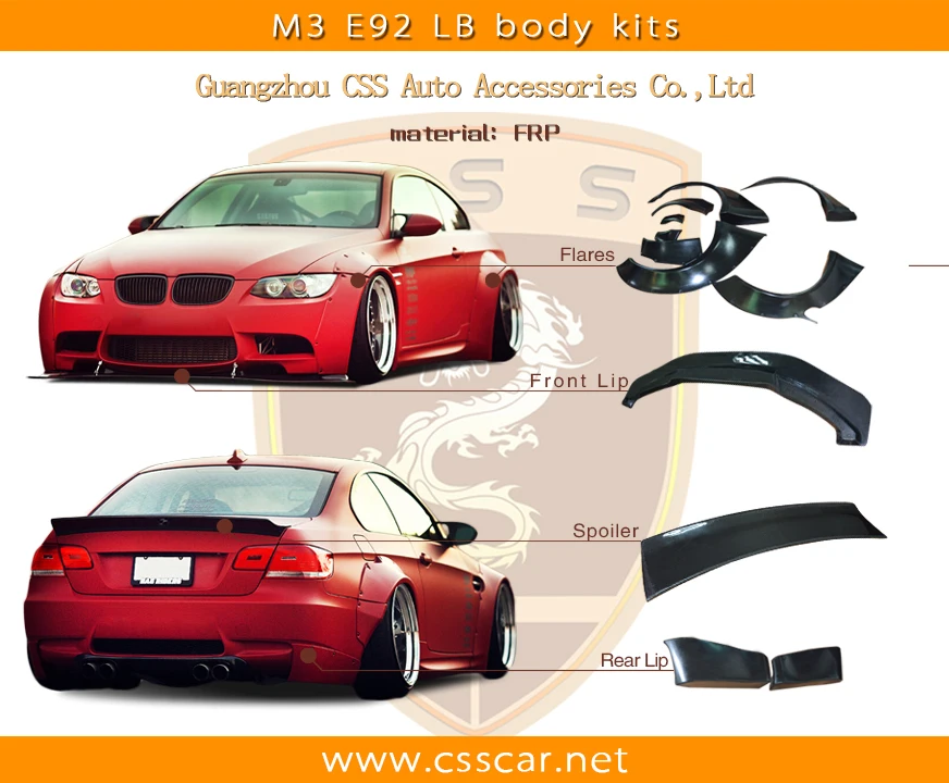 Vogue LB style front lip for BMW e92 m3 body kit hot selling!!