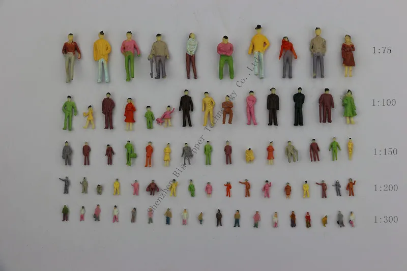 1:75 1:100 1:150 1:200 1:300 scales miniature color painted model human figures for architecture model and train model