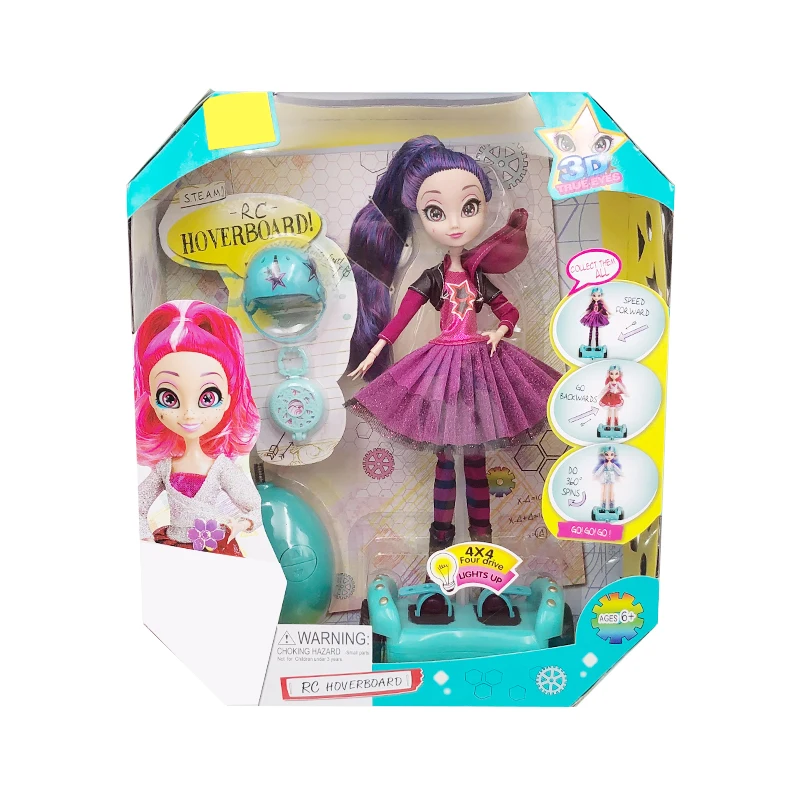 Smart cool rc hoverboard doll pretty girl remote control doll balance car toy with light