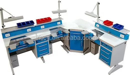 Double person Corner Dental Workstation EM-LT5D dental bench dental technician table