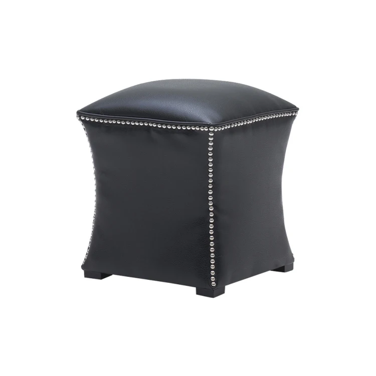 Black red white leather cube large ottoman table