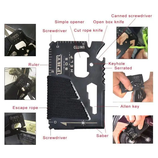 Outdoor SOS Survival Gear Kit Emergency Camping Tactical EDC Tools 11 in 1 Survival  Kit with Fire Starter Flashlight