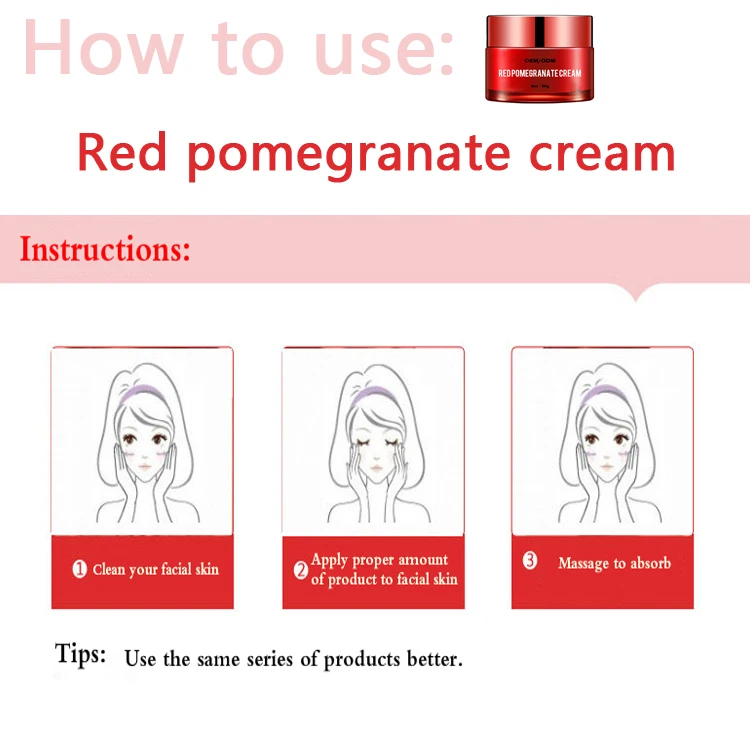 Wholesale Privce Restoring Facial Elasticity Nature Red Pomegranate Whitening Face Cream