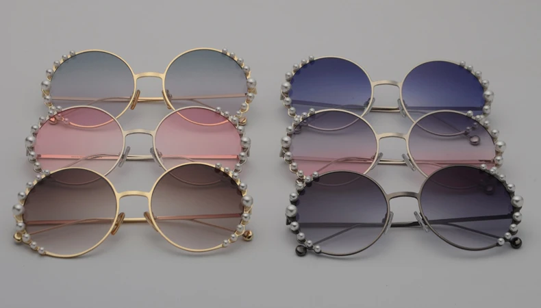 2019 mimiyou Pearl Round Sunglasses Women Metal High-Grade Sun Glasses Men Vintage Fashion Female Eyeglasses Lady Shades oculos