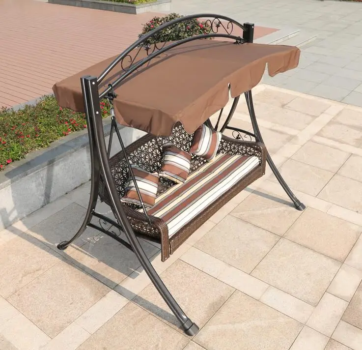 Распродажа металлический ротанговый стул 3-х местный для взрослых с навесом садовая мебель