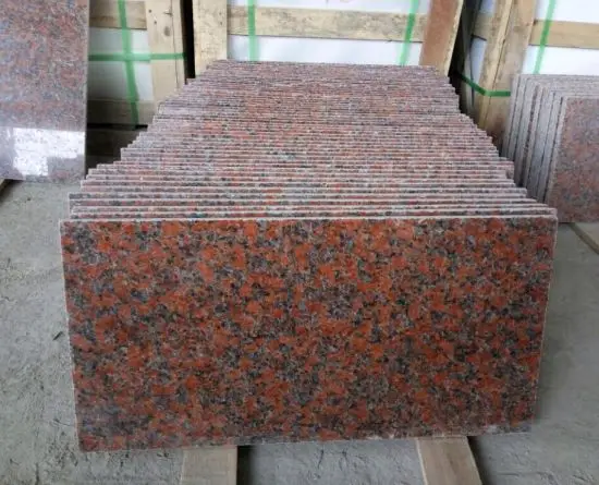 Ukraine flamed polished paving cheap natural red stone granite tile