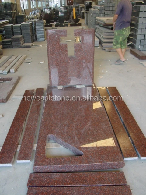 india red granite Italy headstone with bench