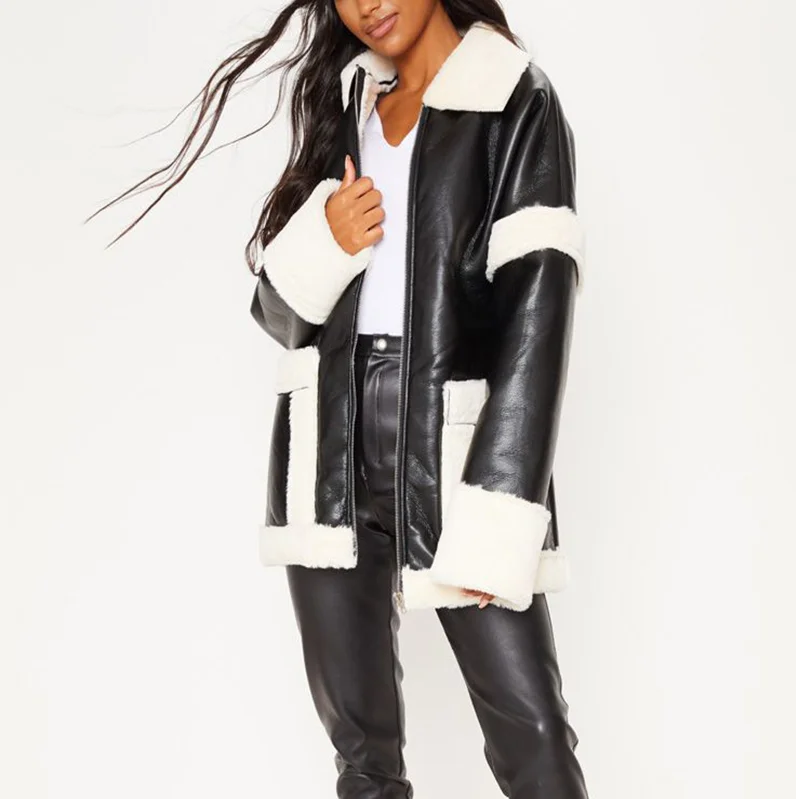 Женское повседневное длинное пальто из искусственного меха на флисе с длинным рукавом и молнией спереди