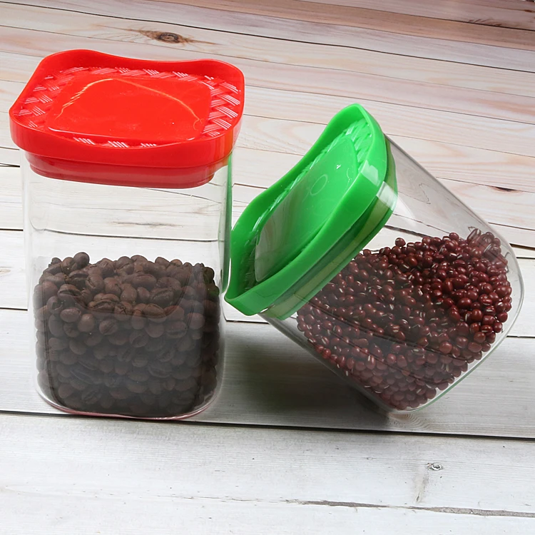 
Transparent Food Storage Canister Clear Borosilicate Glass Jar with Square Lid 