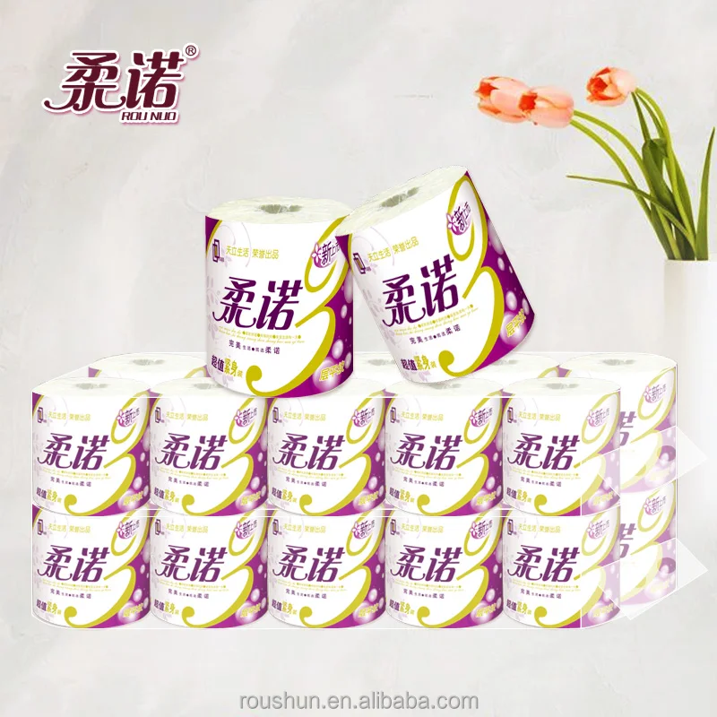 Wholesale price logo toilet living tissue paper roll from factory of China