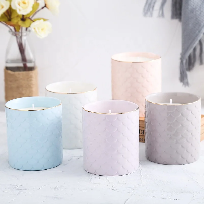 White Candle Vessels Candle Container holder Matt Ceramic Candle Cup Jar  for home decor