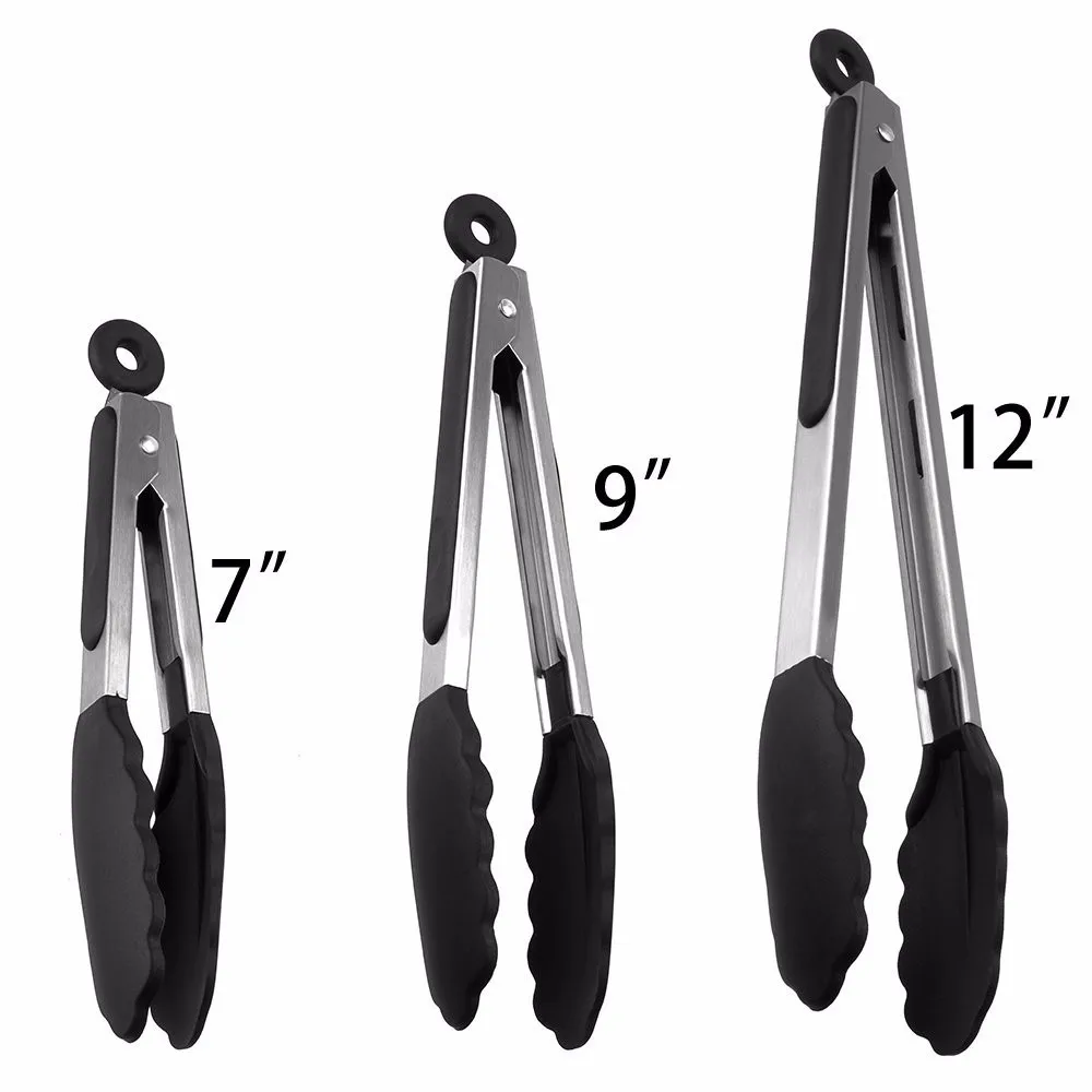 Baking tools silicone tongs, BBQ silicone food tongs, food grade silicone kitchen tongs