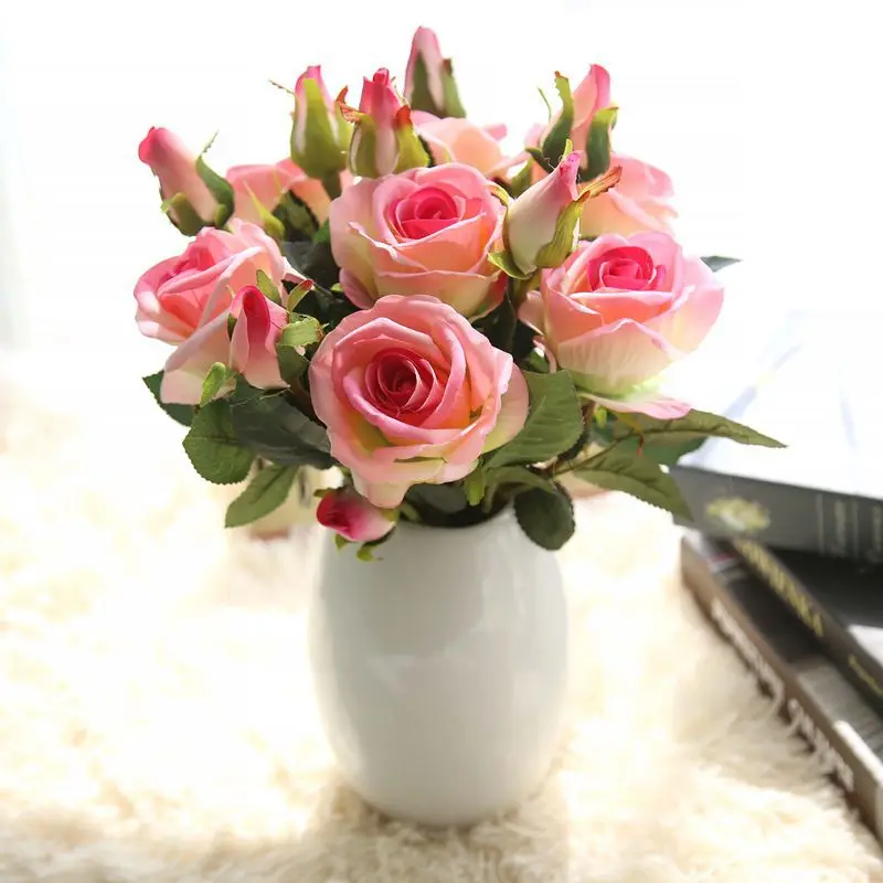 Competitive price natural fake artificial velvet roses flowers for wedding