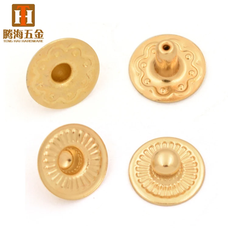 Nickel free handbag purse gold press metal four parts spring snap button press stud button