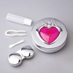 Silver Round Luxury Contact Lens Case Diamond Mate Box Wholesales Fashion  Lens Case