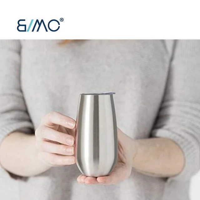 Stemless Double insulated Wine Tumbler Champagne Flutes, 6 OZ Reusable Cocktail Cups Unbreakable Champagne Toasting Glasses